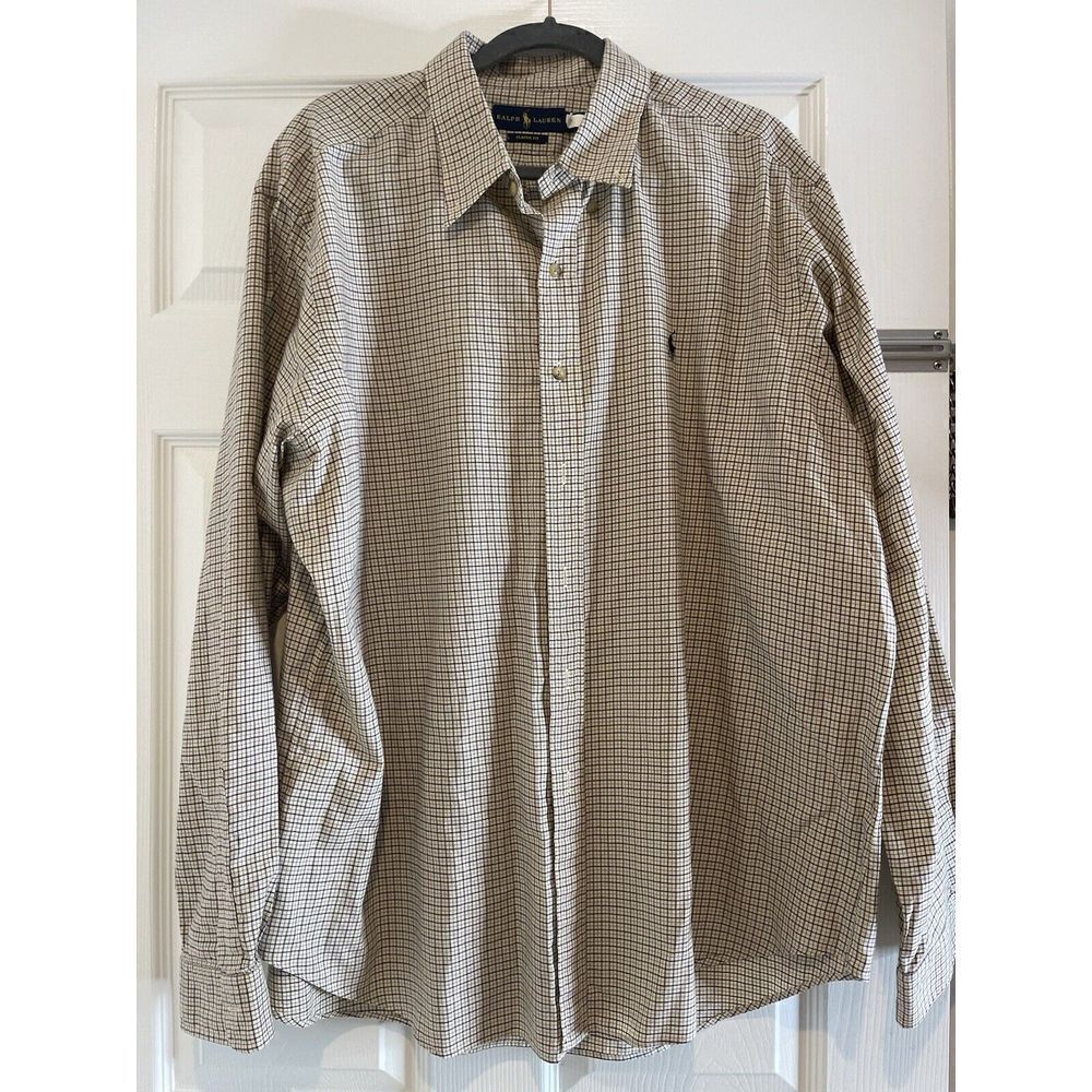 Ralph Lauren Shirt Mens XXL Yellow Purple Plaid  Long Sleeve Button Down Cotton